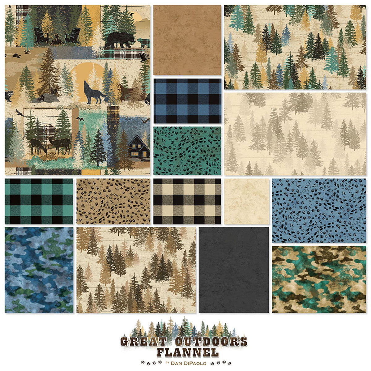 Great Outdoors Collection- Precut 10 Inch Cotton Flannel Squares.