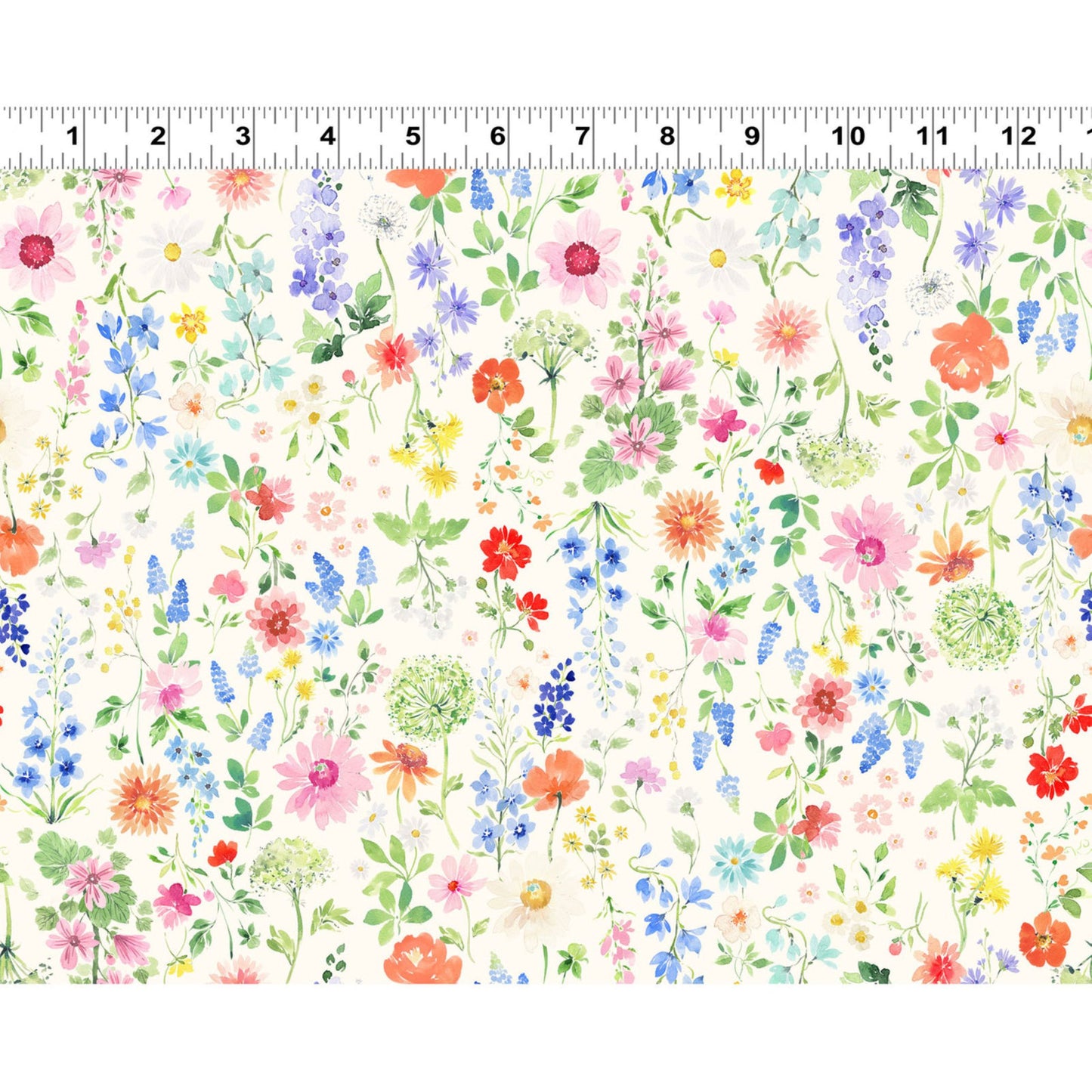 Clothworks Sunlit Sonnet Botanical Cotton Fabric | Wildflower Floral Fabric by the Yard