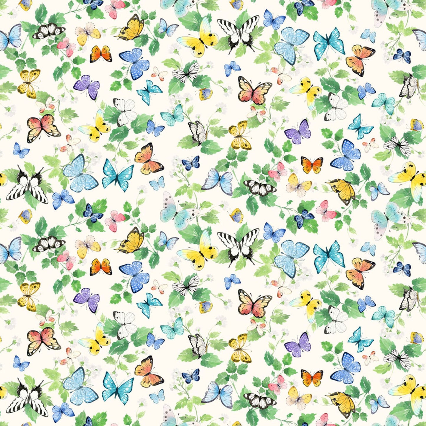 Clothworks Sunlit Sonnet Butterfly Garden Cotton Fabric | Butterfly Fabric by the Yard