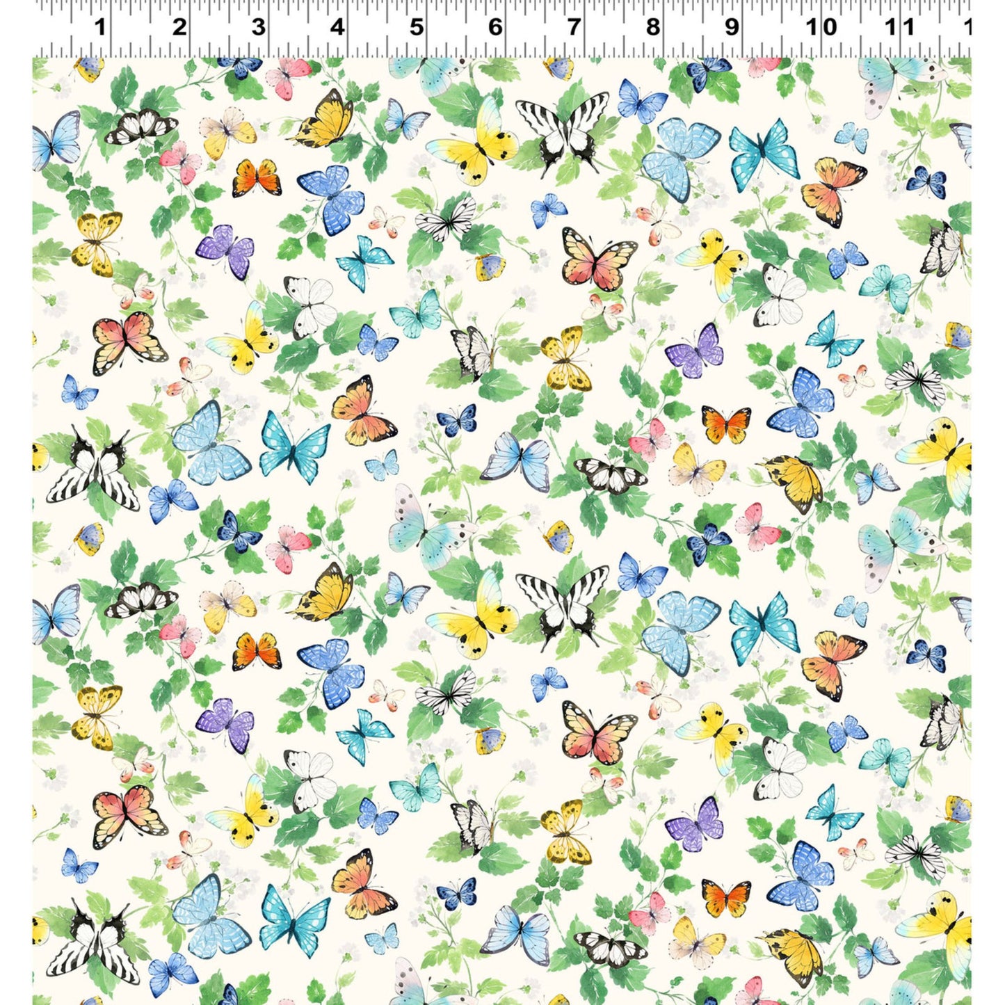 Clothworks Sunlit Sonnet Butterfly Garden Cotton Fabric | Butterfly Fabric by the Yard