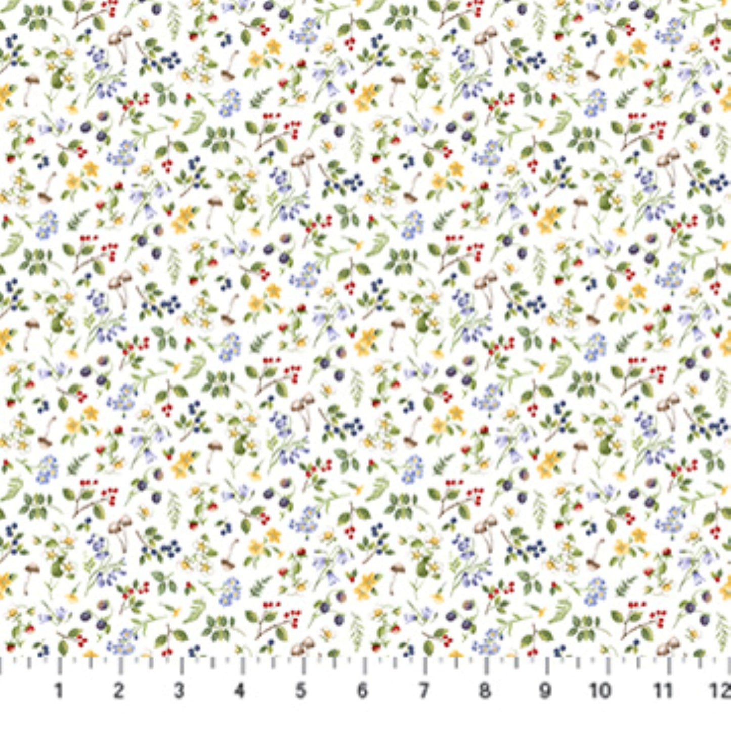 Northcott Country Mouse Small Floral Toss Fabric | Woodland Botanical Cotton Fabric by the Yard