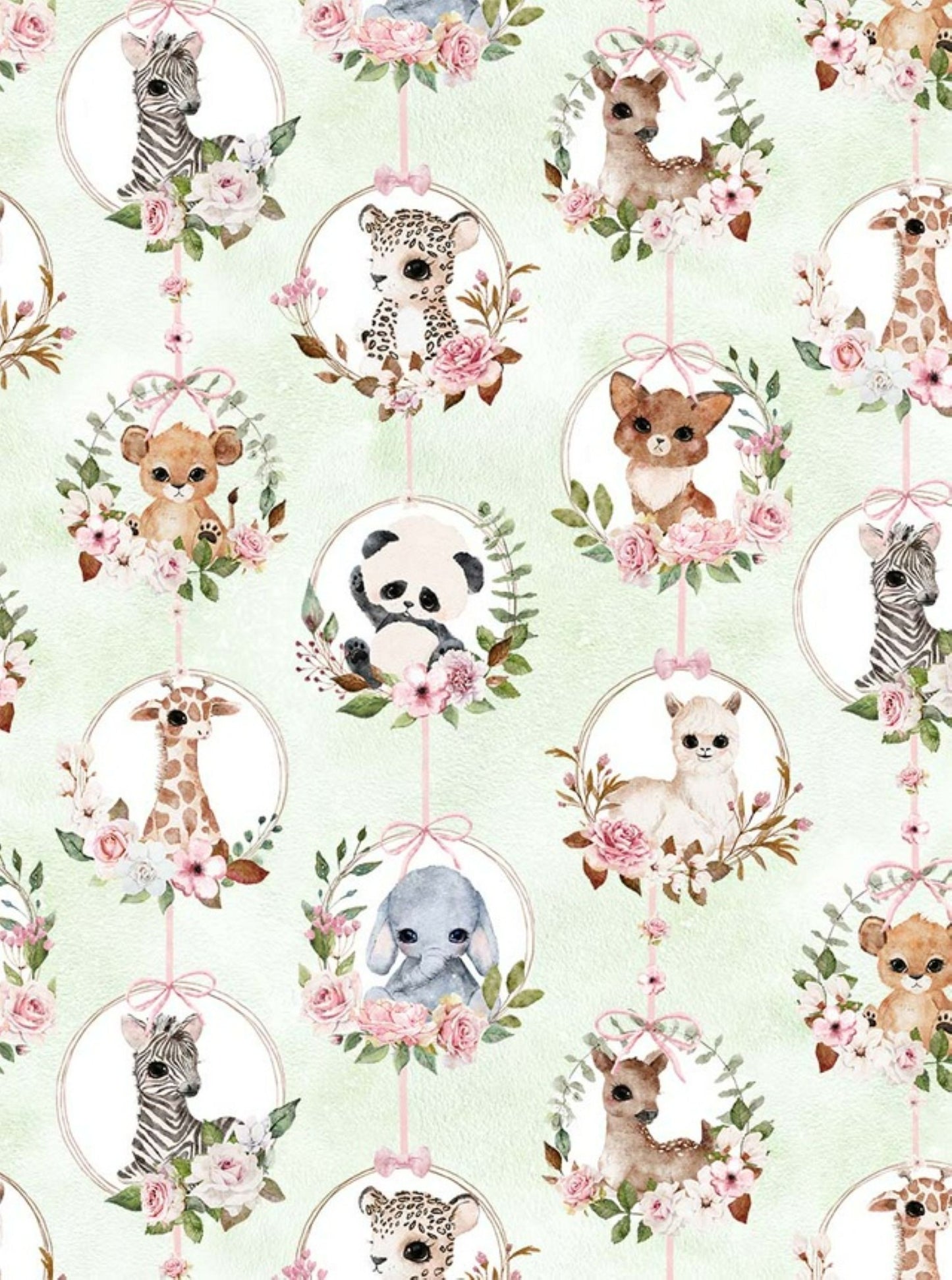 Baby Animal Floral Cotton Fabric by Michael Miller – Nursery Safari Quilting Cotton, Yardage