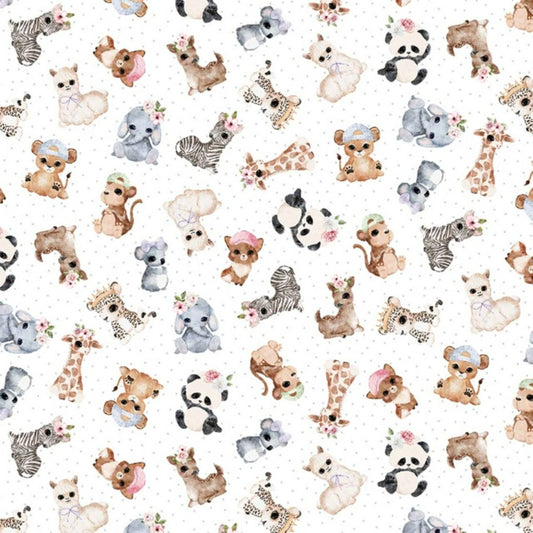 Baby Animal Cotton Fabric by Michael Miller – Nursery Print Cotton, Yardage