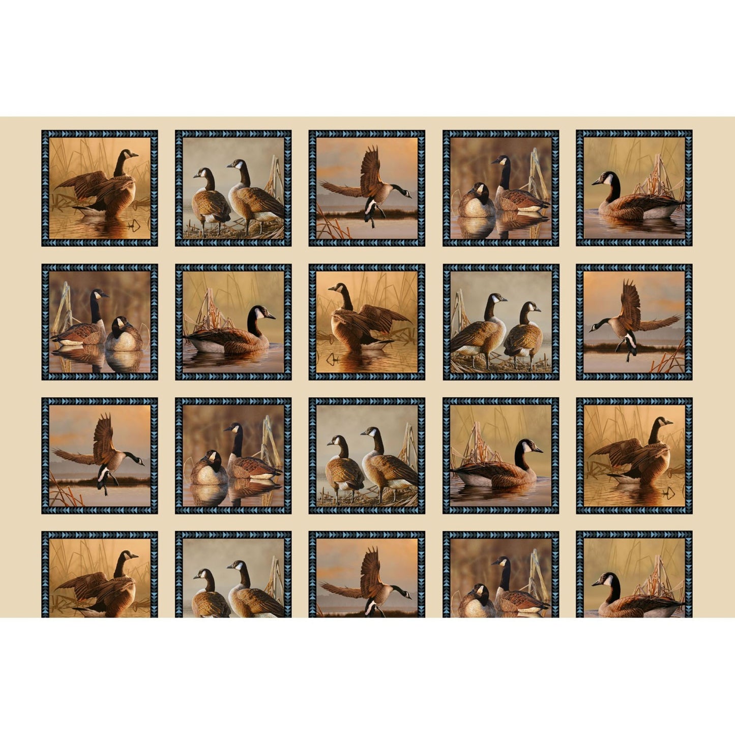 Wings Goose Quilt Block Panel Fabric | Wildlife Cotton Quilt Panel