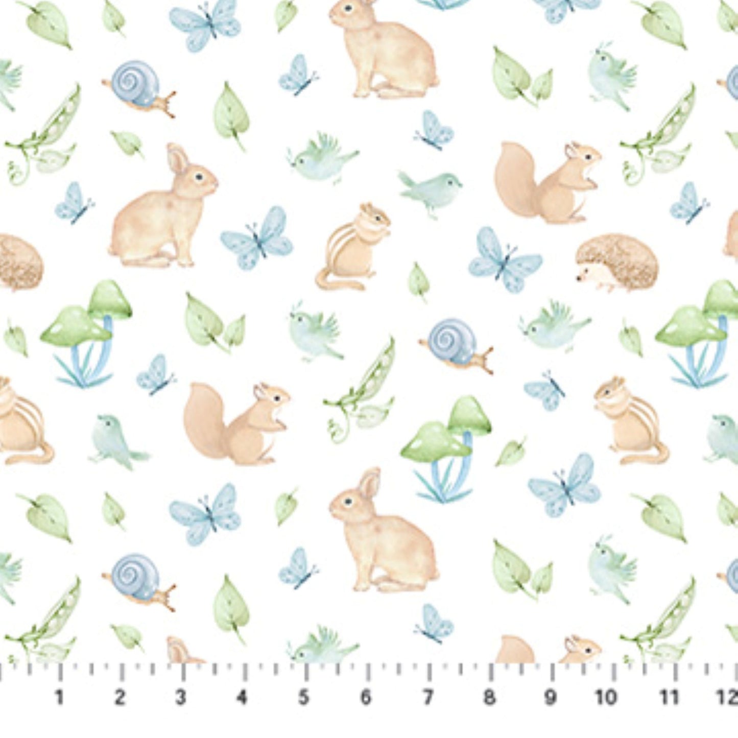 Northcott Peas In A Pod Animals Cotton Flannel Fabric by the Yard | Woodland Baby Nursery Fabric | 44 Inch Wide