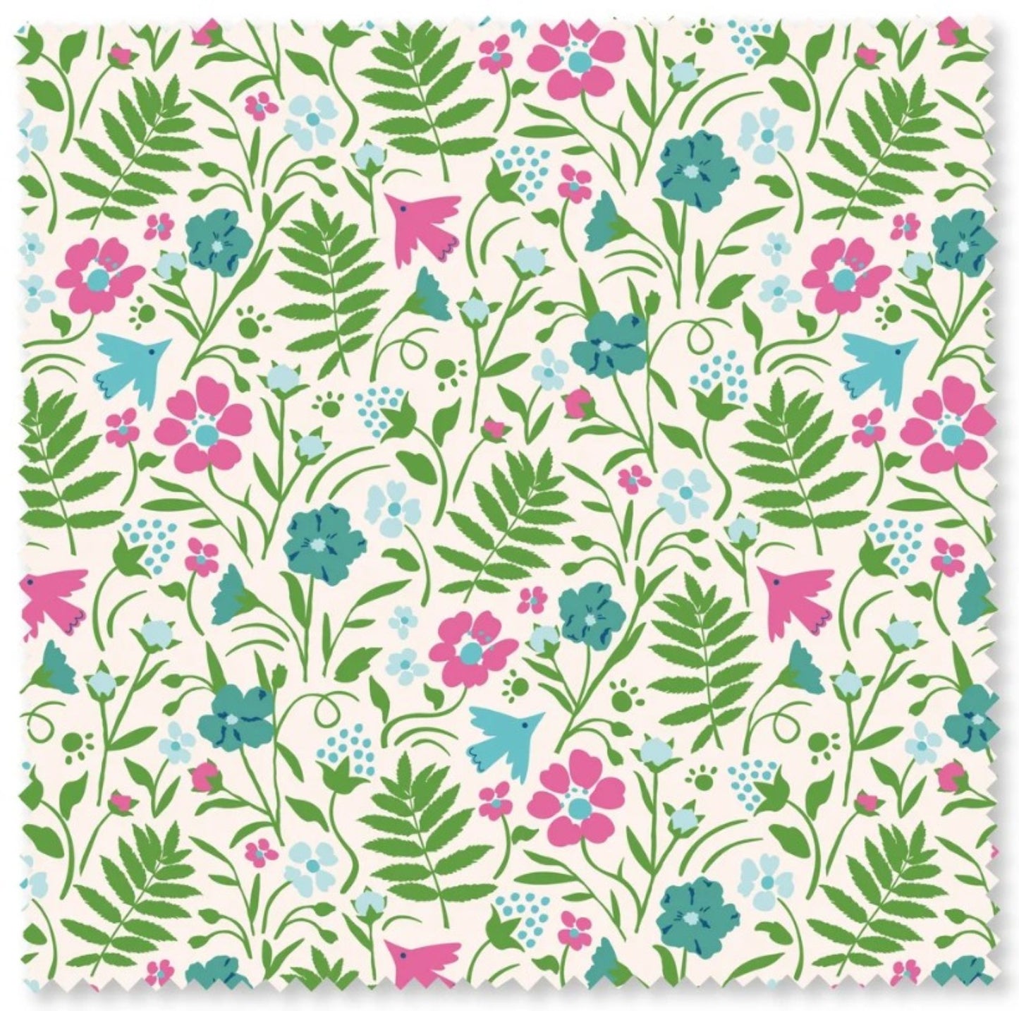 Wild and Free Fabric by Felicity Fabrics – Modern Floral Bird Cotton Quilt Yardage