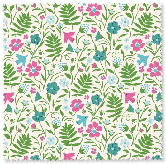 Wild and Free Fabric by Felicity Fabrics – Modern Floral Bird Cotton Quilt Yardage