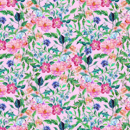 Windflower Tapestry Blush Fabric by Free Spirit – Pink Floral Quilt Cotton Yardage