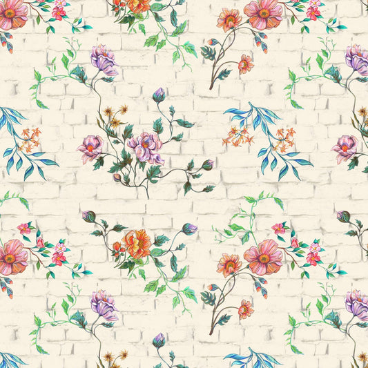 Butterscotch Chintz Fabric by Free Spirit – Vintage Floral Brick Quilt Cotton Yardage