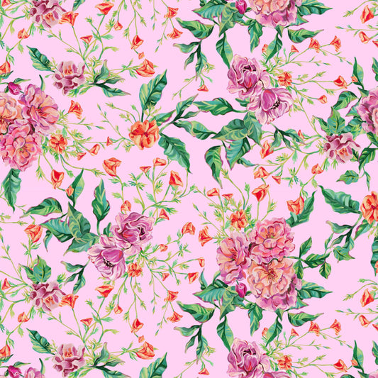 In Full Bloom Cotton Fabric | Rose Garden-Blush | By The Yard