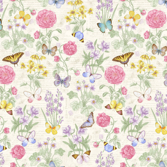Henry Glass Fluttering Florals Butterfly Floral Quilting Cotton Fabric