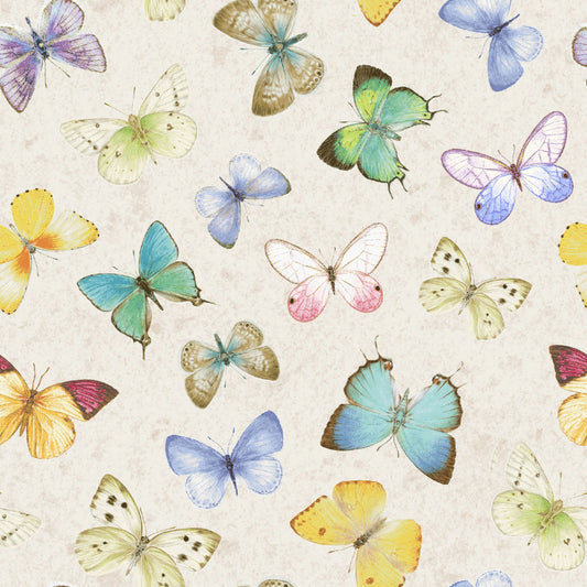 Henry Glass Fluttering Florals Tossed Butterflies Quilting Cotton Fabric