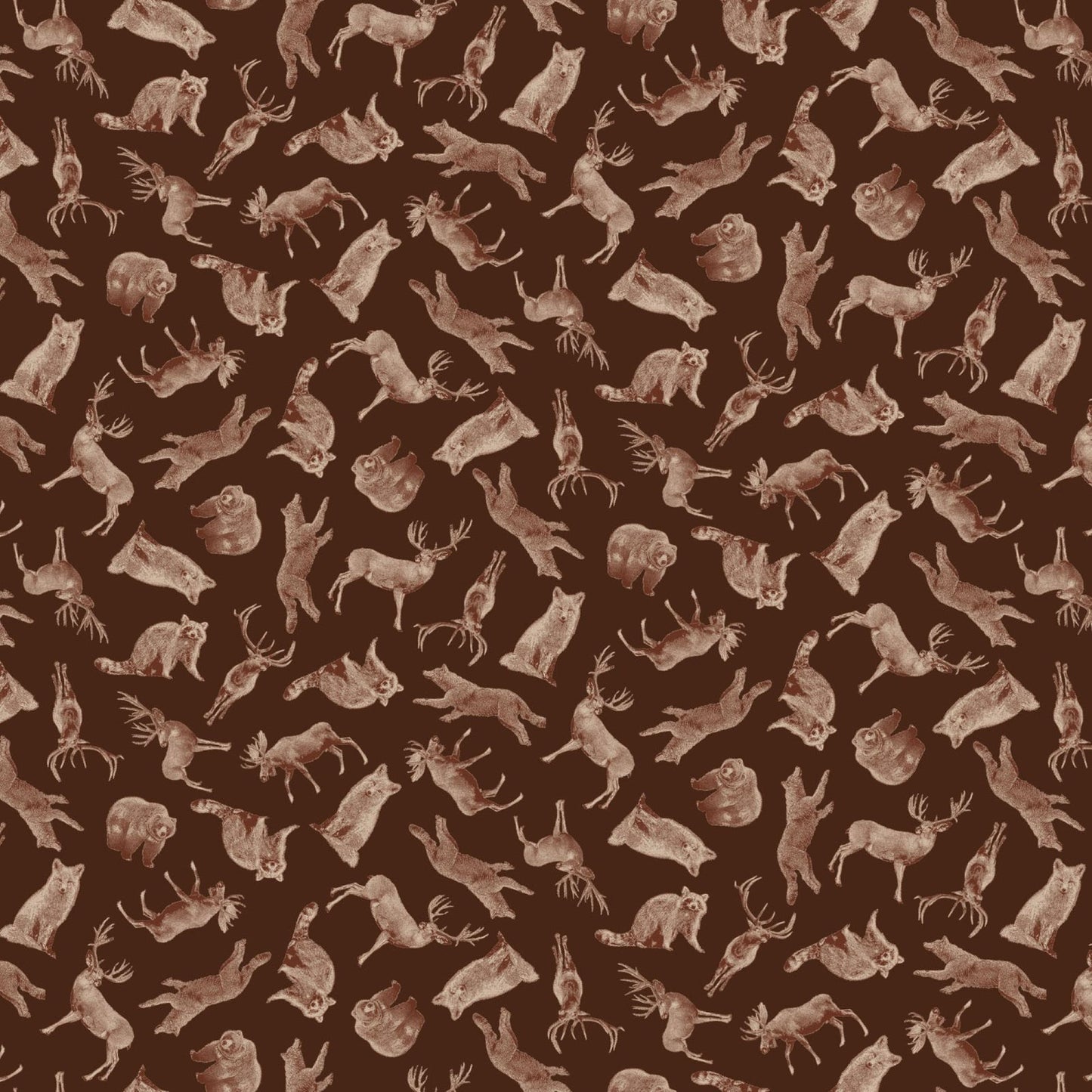 Henry Glass Majestic Mountainside Tossed Animals Quilting Cotton Fabric – Rustic Woodland Wildlife Fabric