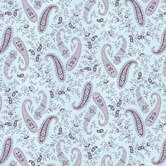 Twilight Garden Paisley Flannel by Henry Glass – Blue Cotton Flannel Fabric 43/44" Wide