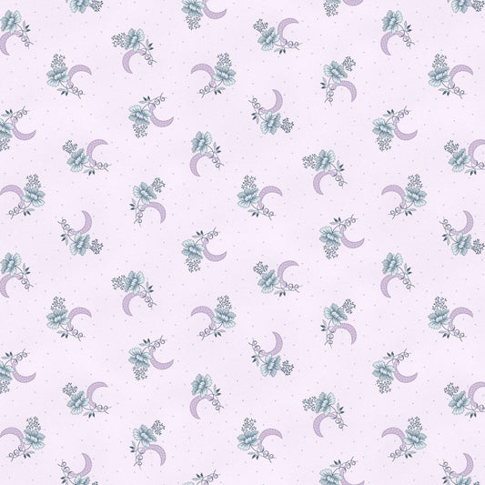 Henry Glass Twilight Garden Flannel – Crescent Flowers Lilac Cotton Fabric