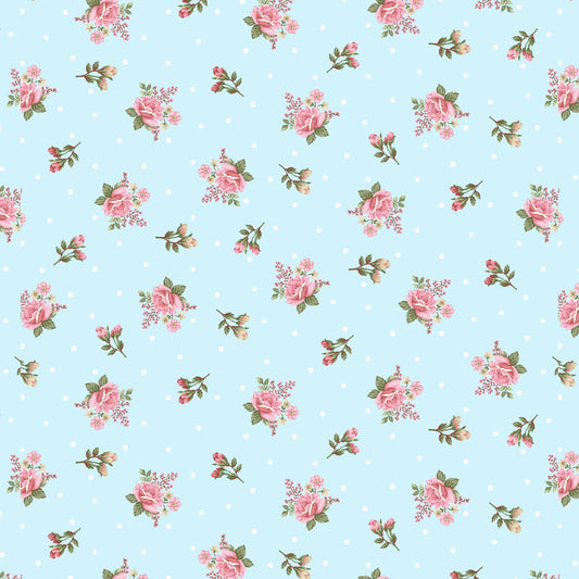 My Victorian Garden by Henry Glass – Romantic Rose Cotton Fabric Collection in Soft Pink, Blue & Green