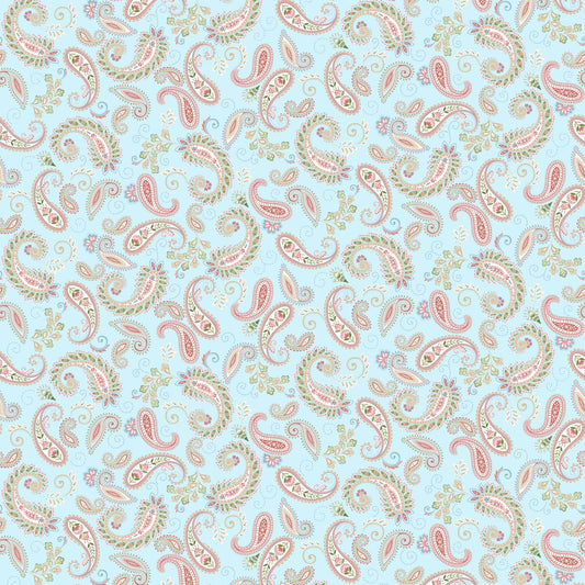 My Victorian Garden by Henry Glass – Romantic Paisley Cotton Fabric Collection in Soft Pink, Blue & Green