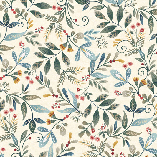 Henry Glass Norwegian Forest Forest Foliage Cream Quilting Cotton Fabric