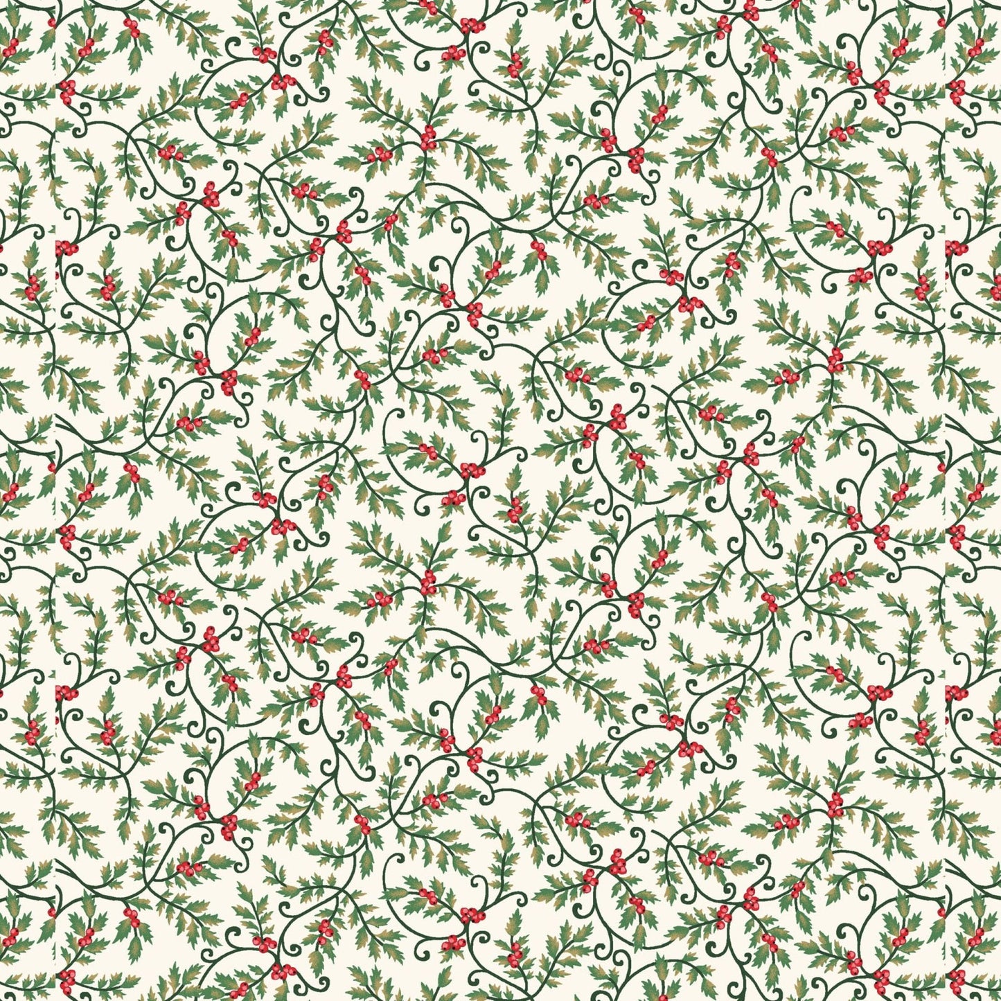 Henry Glass Sweet Christmas Memories Mini Holly Vines Fabric