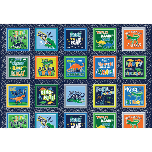 Glow-in-the-Dark Dinosaur Fabric – Jurassic Party Collection by Benartex – Gender-Neutral Quilting Cotton