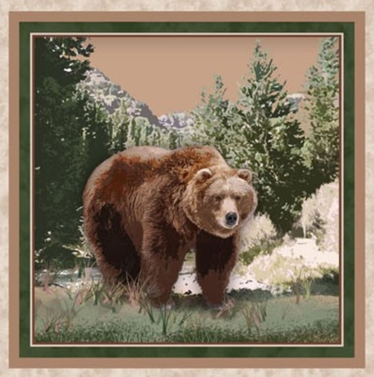 Henry Glass Majestic Mountainside Quilting Blocks Panel – Rustic Wildlife Cabin Cotton Fabric