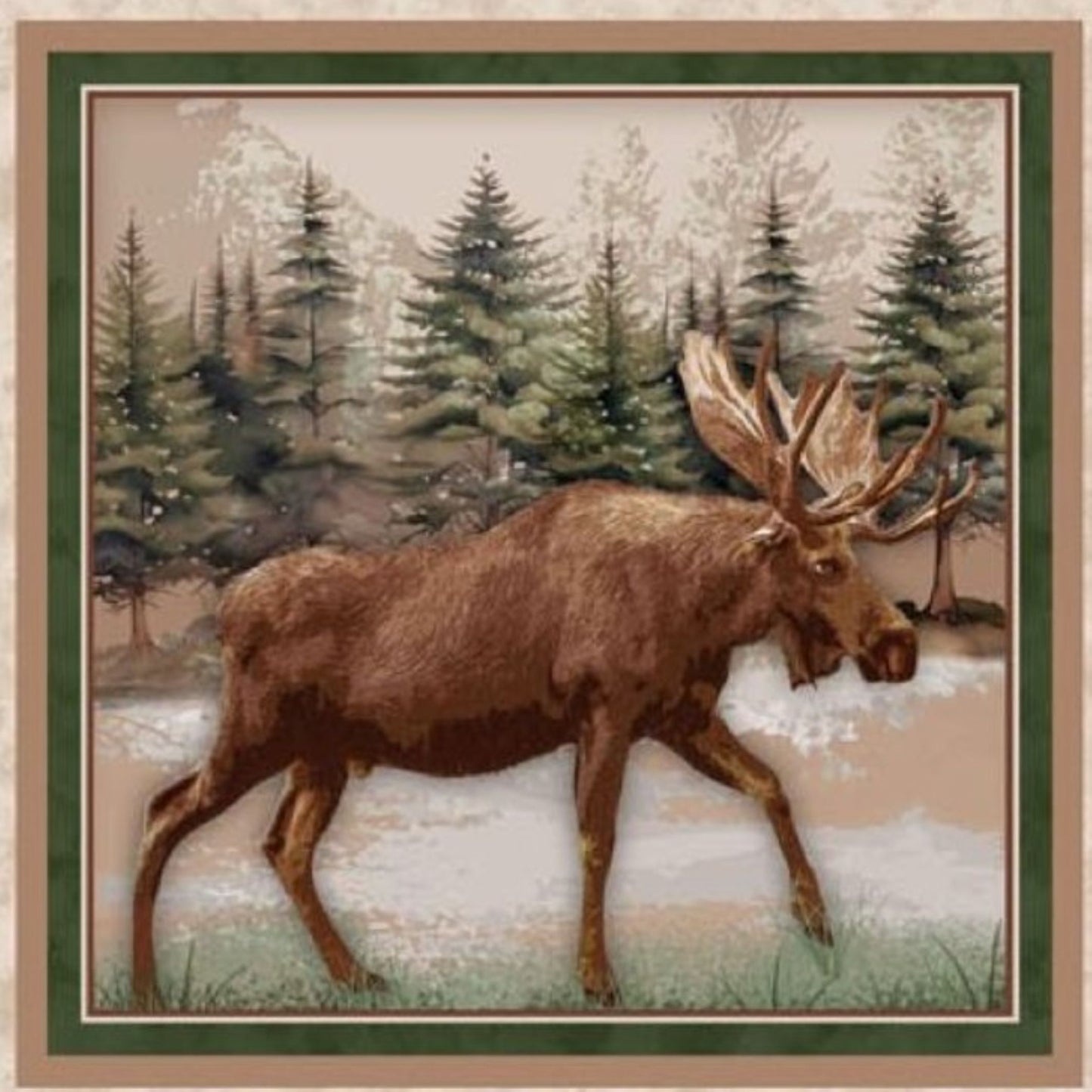 Henry Glass Majestic Mountainside Quilting Blocks Panel – Rustic Wildlife Cabin Cotton Fabric