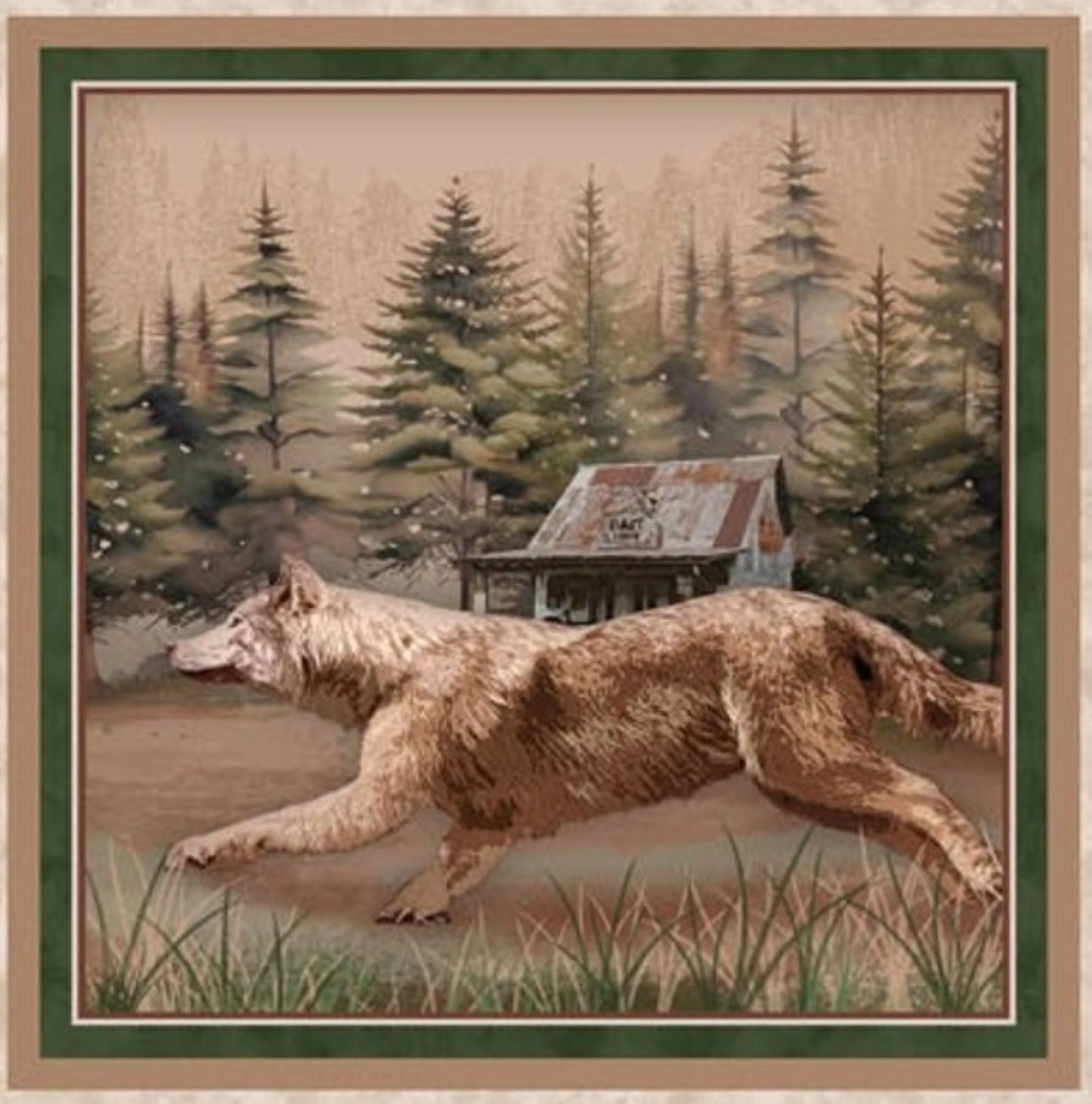 Henry Glass Majestic Mountainside Quilting Blocks Panel – Rustic Wildlife Cabin Cotton Fabric