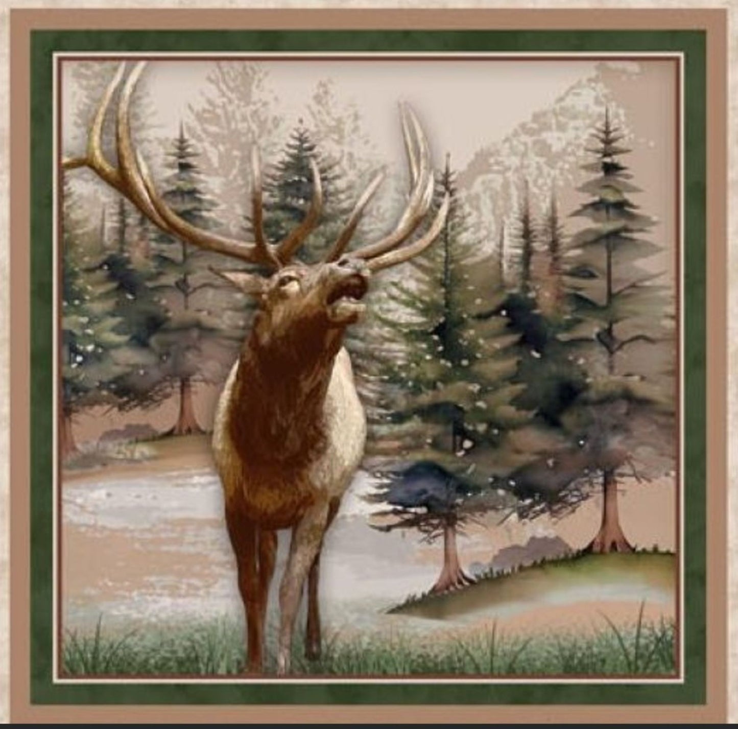 Henry Glass Majestic Mountainside Quilting Blocks Panel – Rustic Wildlife Cabin Cotton Fabric