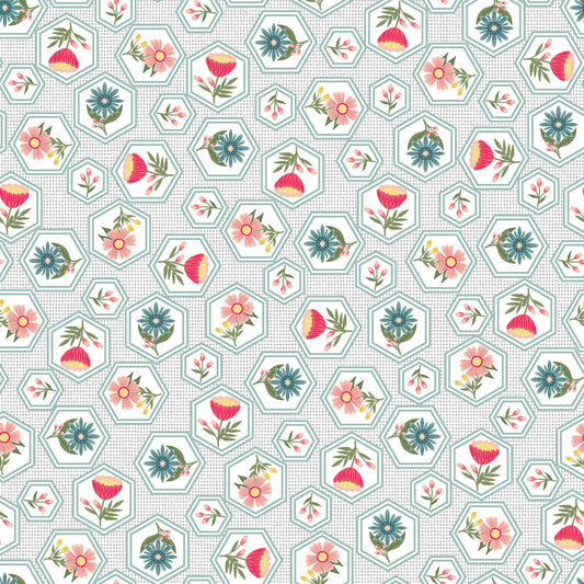 Vintage Flora Cotton Fabric – Geometric & Nature-Inspired Designs by Kimberbell