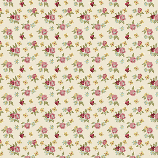 French Market Floral Buds Fabric by Maywood Studios – Cream Vintage Flower Bud Cotton, French Country Quilting Fabric