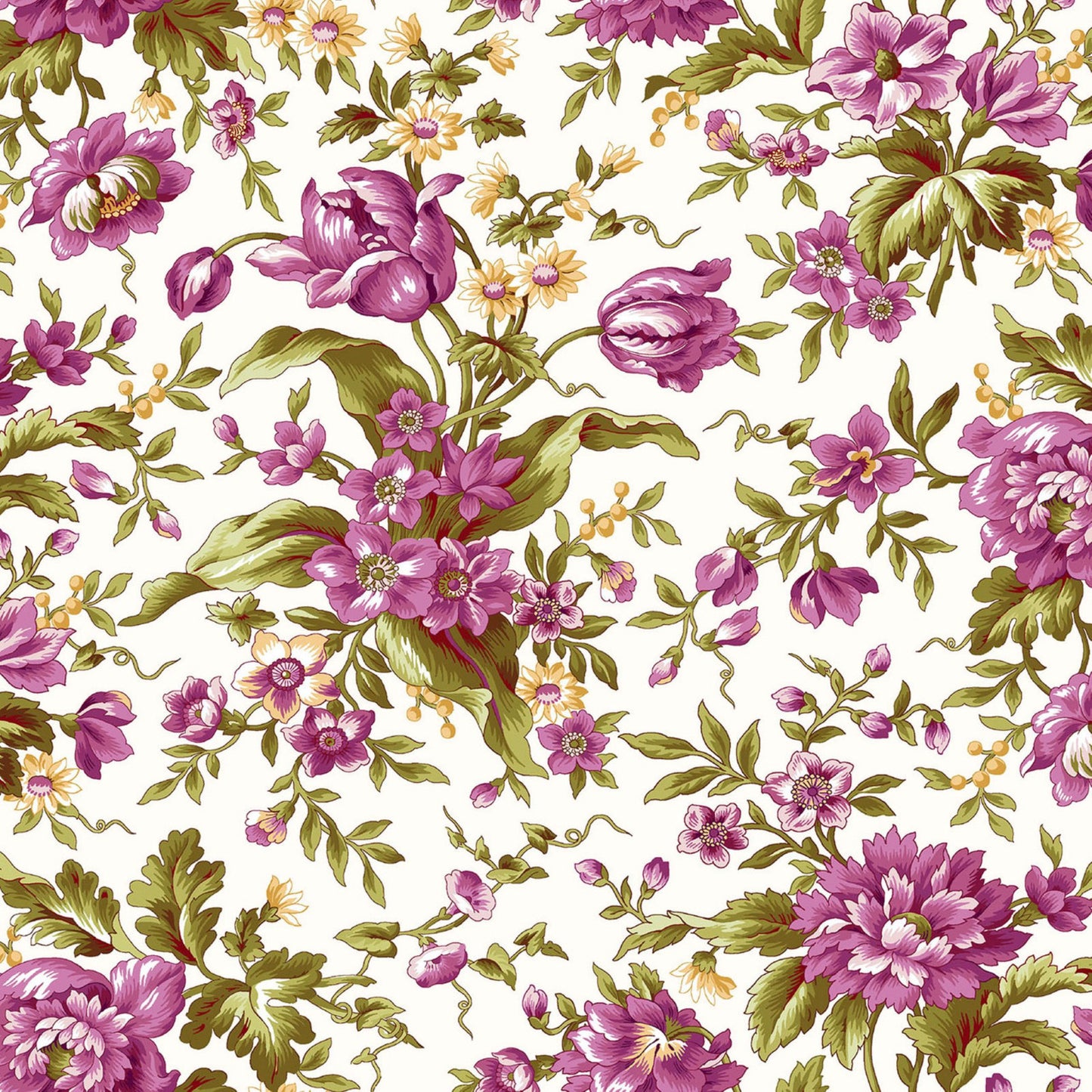 Maywood Studios Veranda Focal Floral Cream Quilting Cotton Fabric