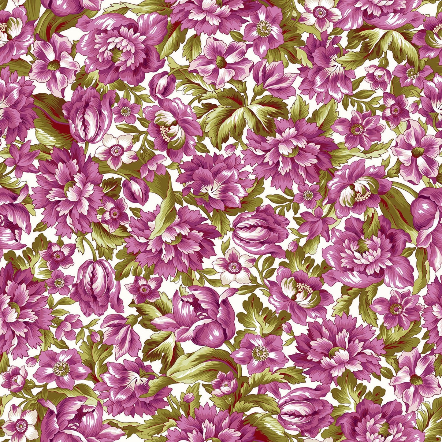 Maywood Studios Veranda Packed Floral Cream Quilting Cotton Fabric