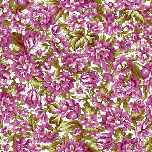 Maywood Studios Veranda Packed Floral Cream Quilting Cotton Fabric