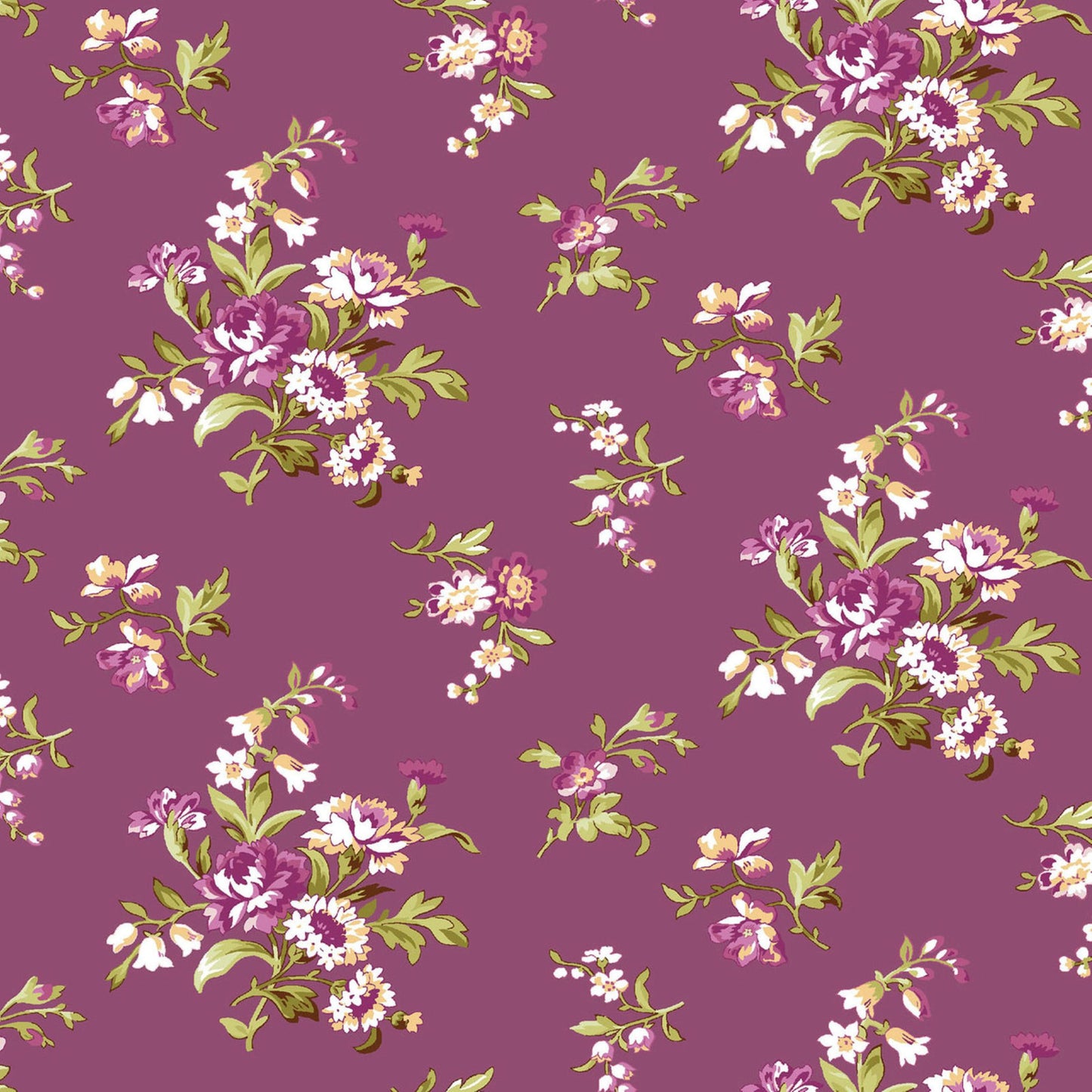 Maywood Studios Veranda Trailing Vine Plum Premium Quilting Cotton Fabric