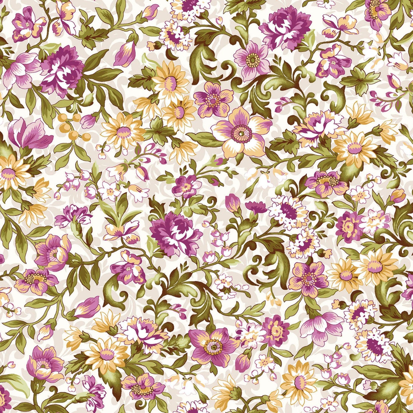 Maywood Studios Veranda Scroll and Vine Cream Premium Quilting Cotton Fabric