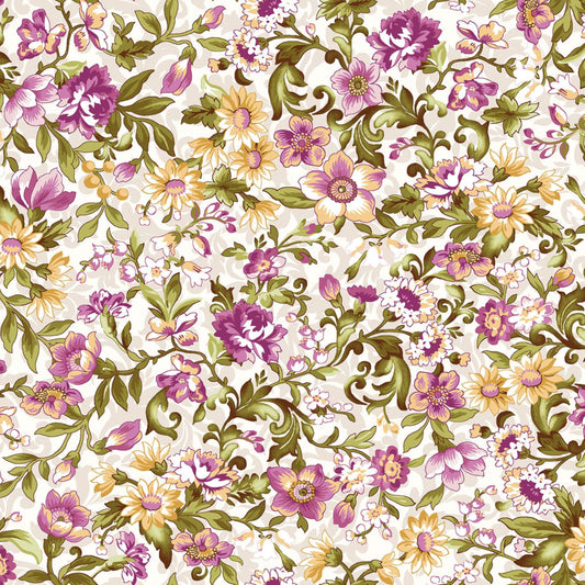 Maywood Studios Veranda Scroll and Vine Cream Premium Quilting Cotton Fabric