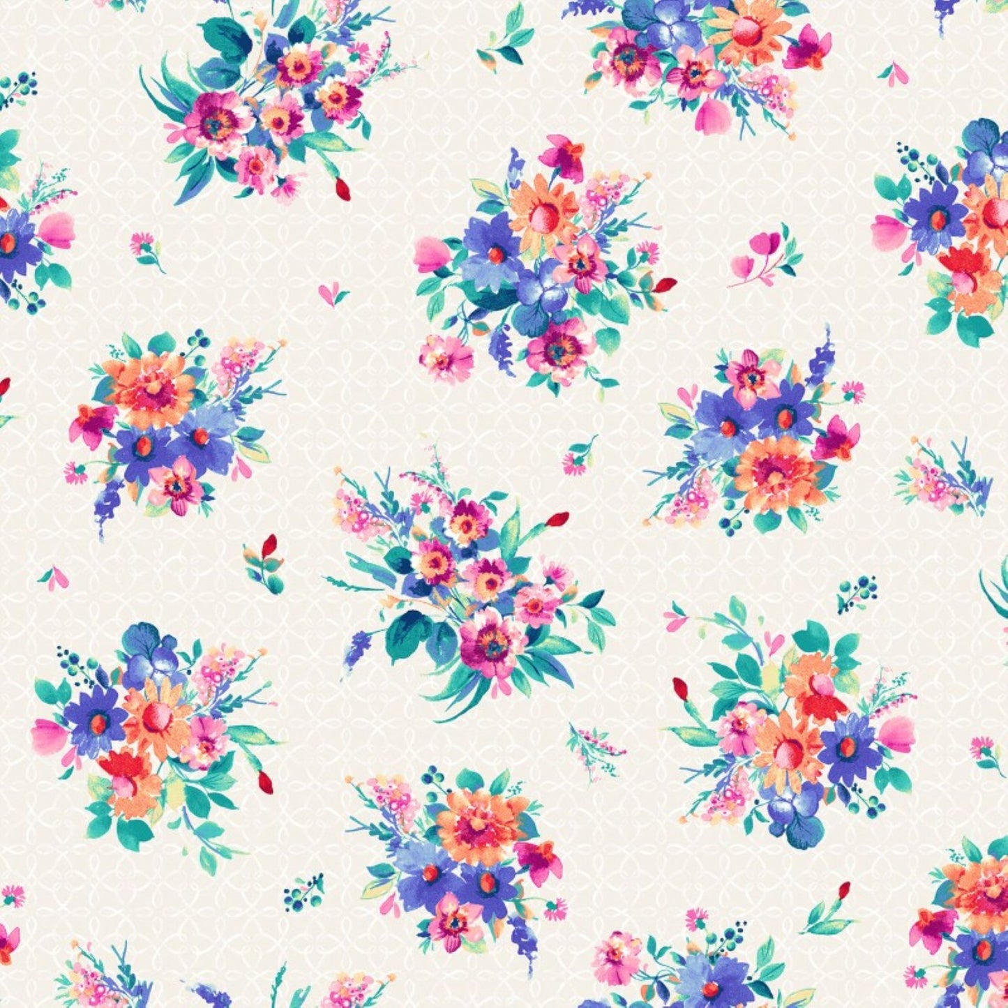 Summer Buzz Floral Bouquet Cotton Fabric by the Yard