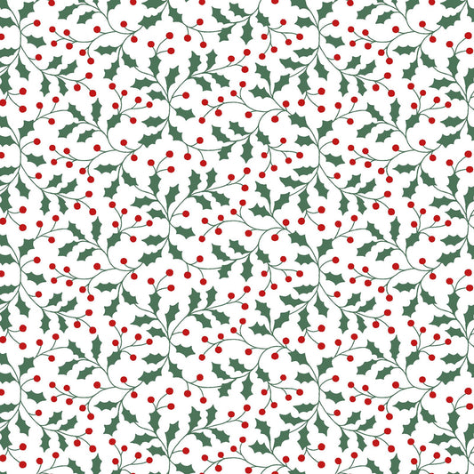 Merry Mix Holly and Berries Fabric by the Yard | Maywood Studios Christmas Cotton Fabric