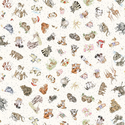 Together Is Better Tossed Animals Fabric by the Yard | Maywood Studios