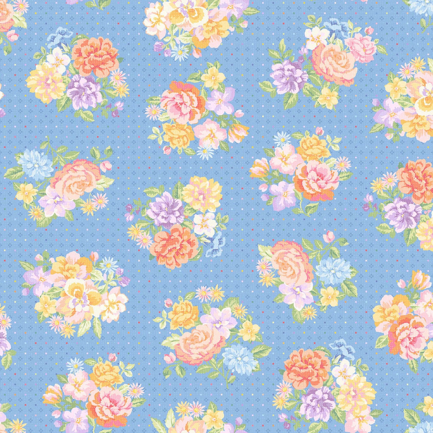 Maywood Gathering Sun Bouquet Blue Multi Quilting Cotton Fabric