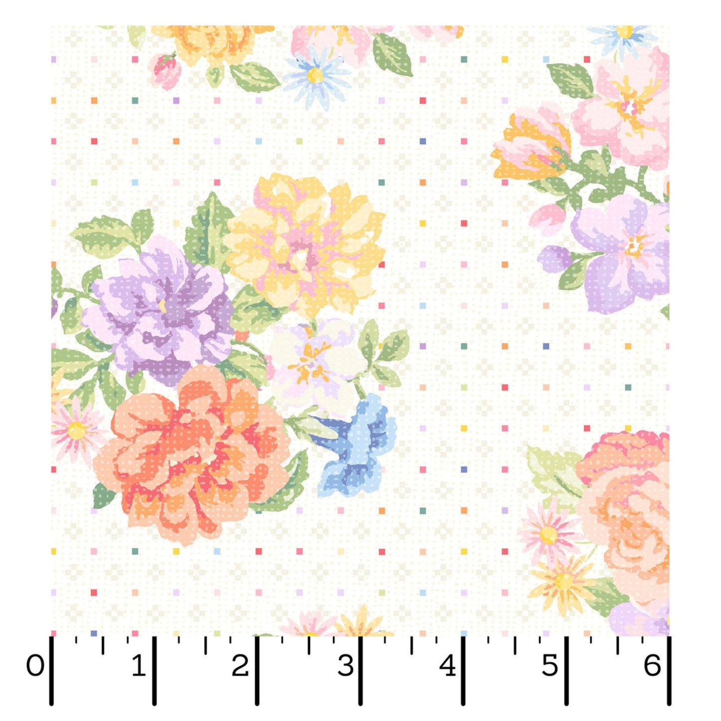 Maywood Gathering Sun Bouquet White Multi Quilting Cotton Fabric
