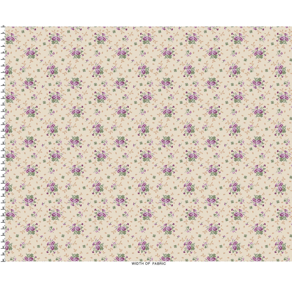 Courtland Carnations and Clover Dark Cream Quilting Cotton.