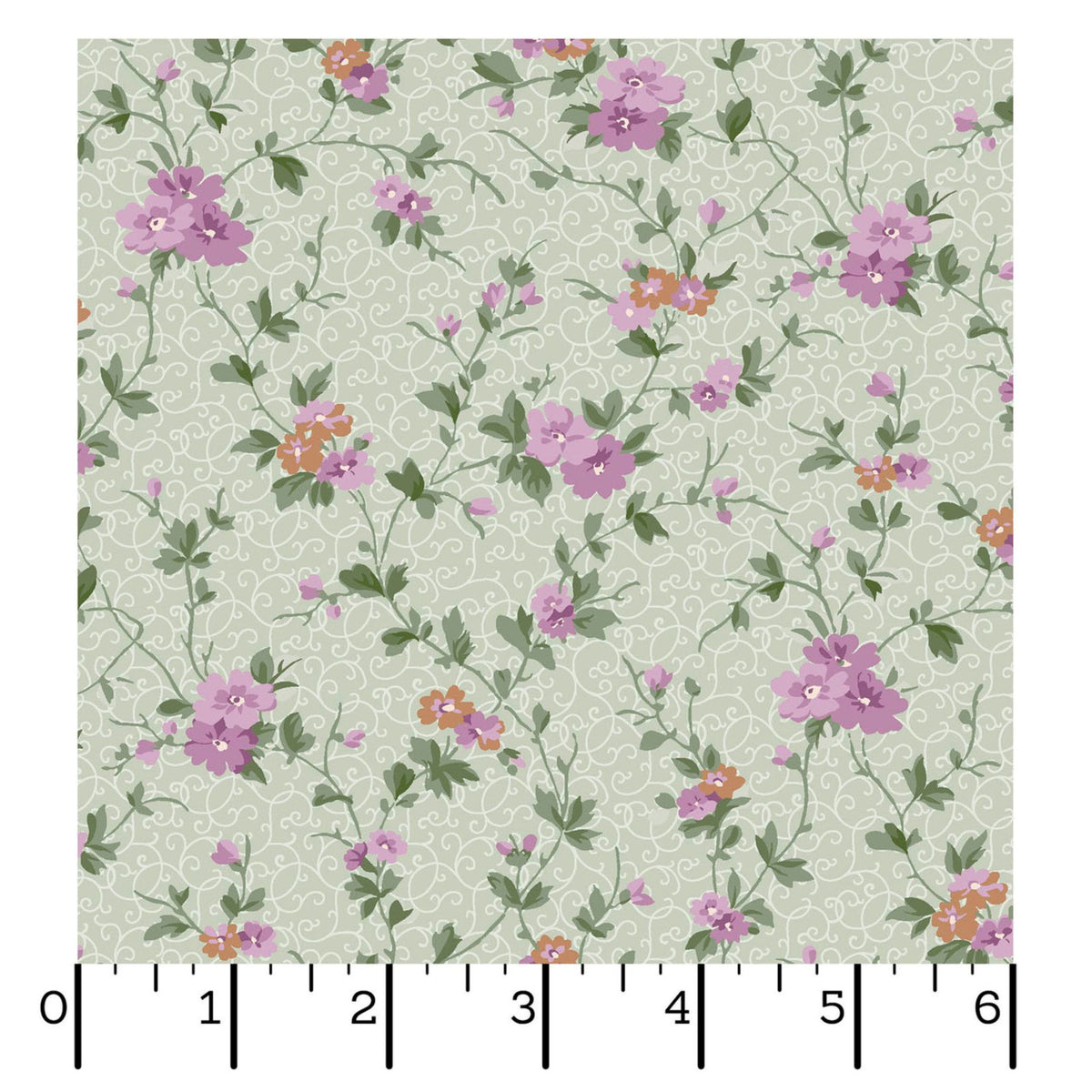 Delicate Vine Sage Green Quilting Cotton Fabric-Courtland Fabric Collection.