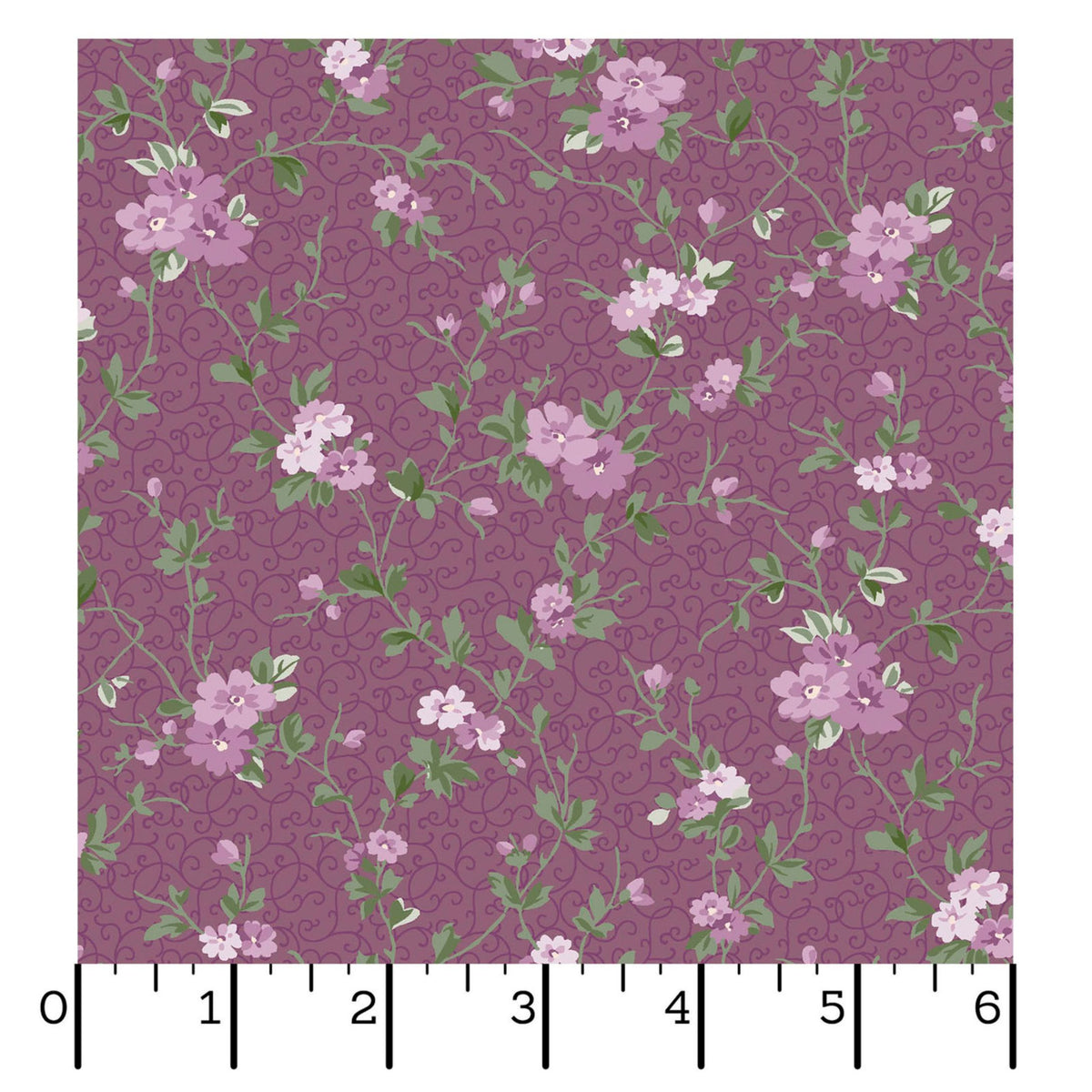 Courtland-Delicate Vine Plum Quilting Cotton Fabric.