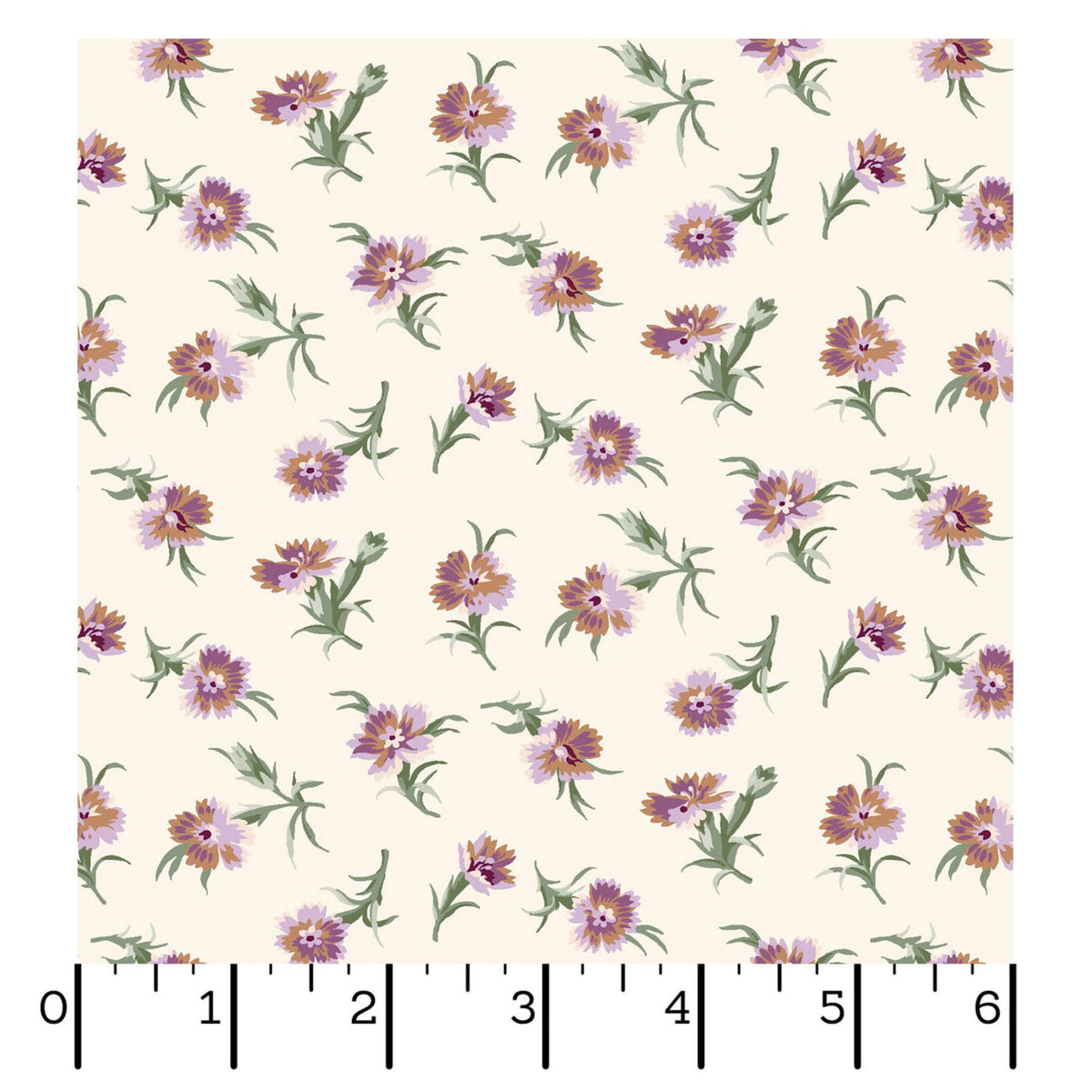 Tossed Carnations Cream Quilting Cotton Fabric-Courtland Fabric Collection.