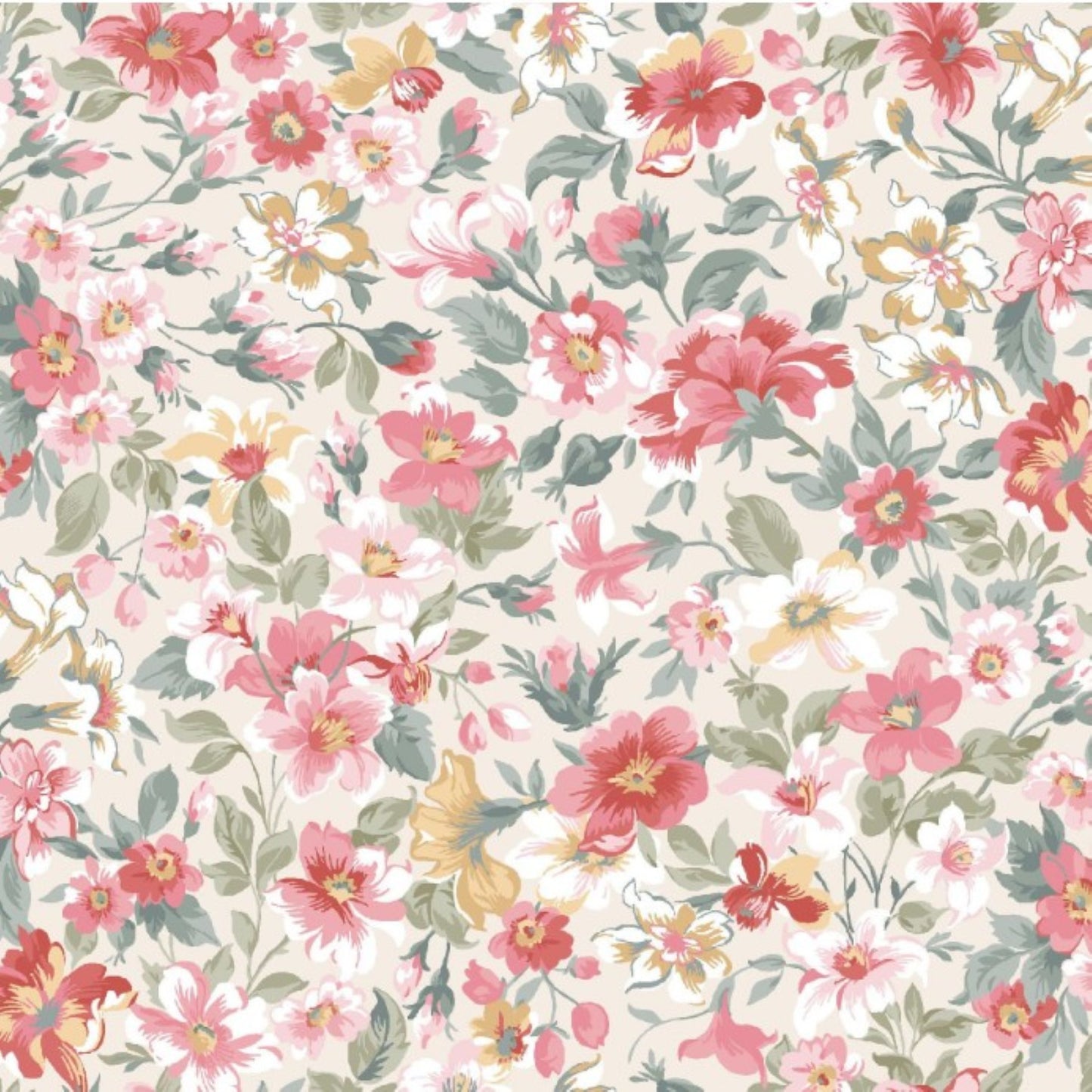 Maywood Studios La Fleur Packed Floral Flannel Fabric – Pink Vintage Floral Cotton Flannel