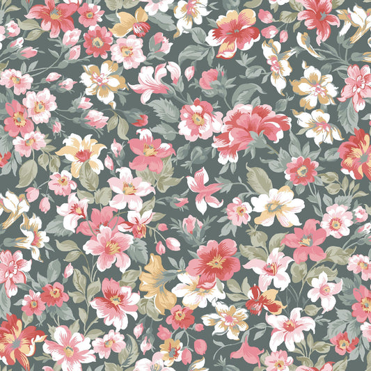 Maywood Studio La Fleur Flannel – Packed Floral on Sage Green | 100% Cotton Flannel Quilting Fabric