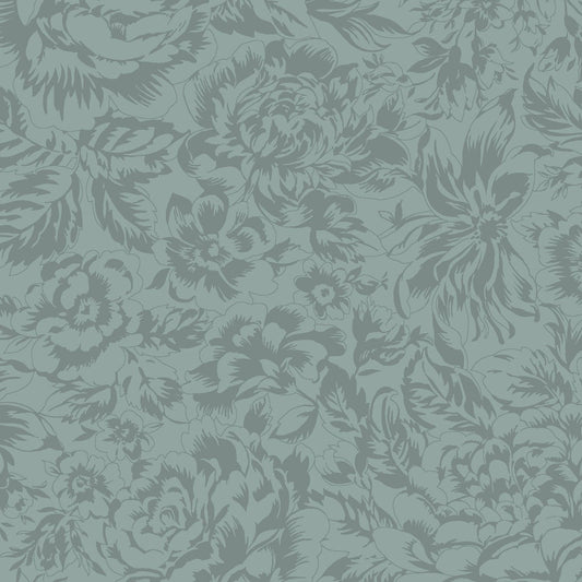 Maywood Studio La Fleur Flannel – Tonal Floral Dark Green Blue | 100% Cotton Flannel Blender Fabric