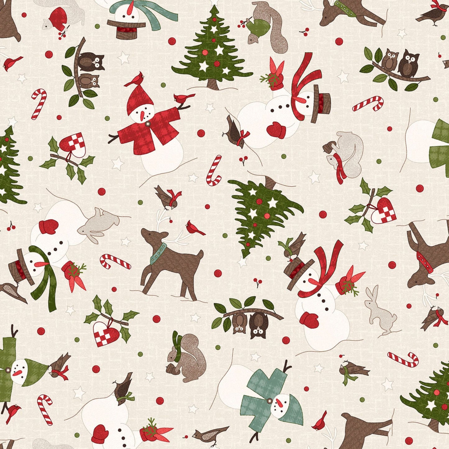 Snowtop Mountain Flannel Christmas Toss Cream Fabric | Maywood Studio Holiday Flannel