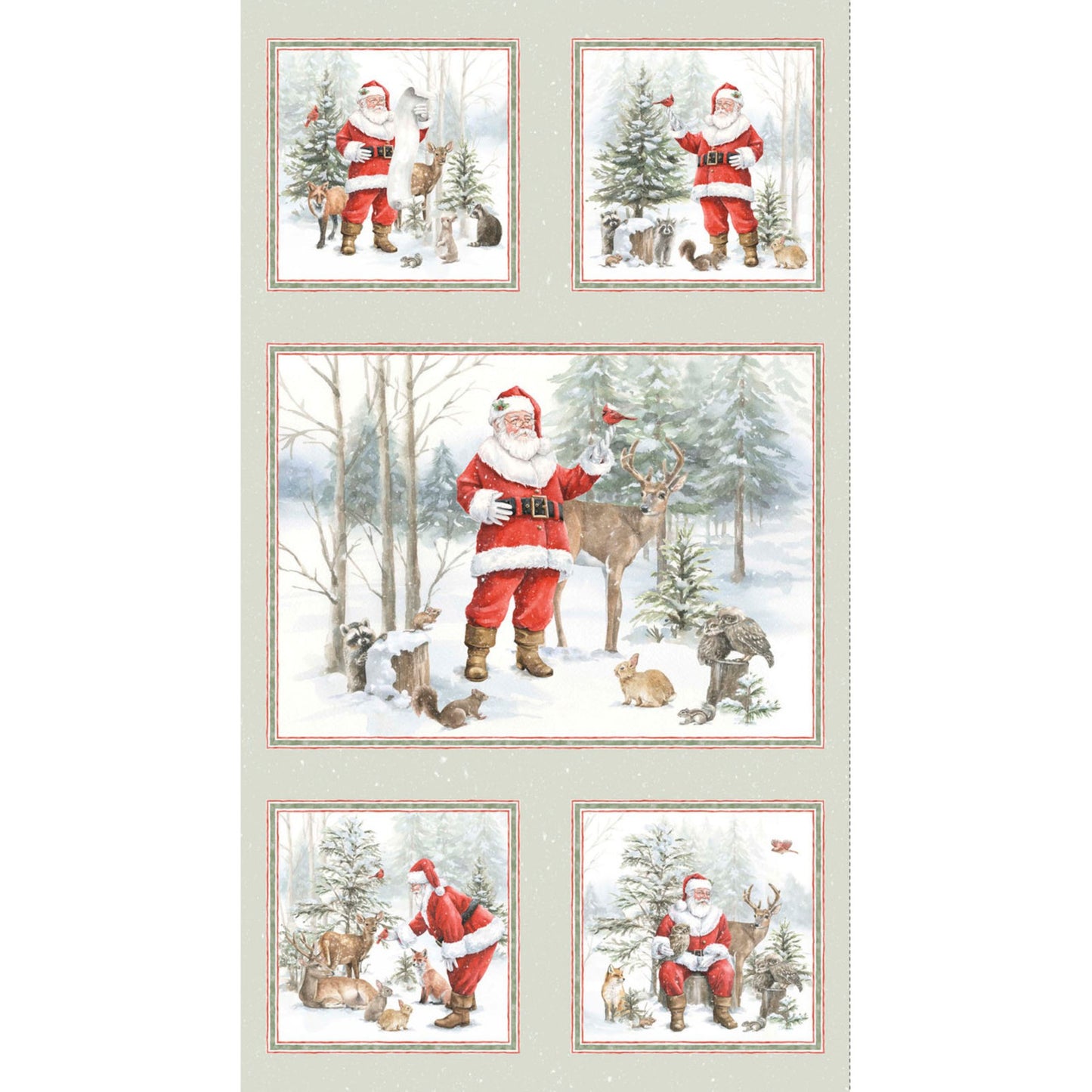 P&B Textiles Woodland Whispers Santa's Woodland Wonder 24" Fabric Panel